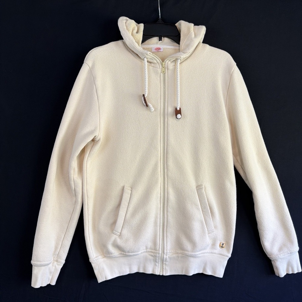 Womens Armor-Lux Heritage Full Zip Hoodie Jacket Ivory Sz M Braided Rope Anchor